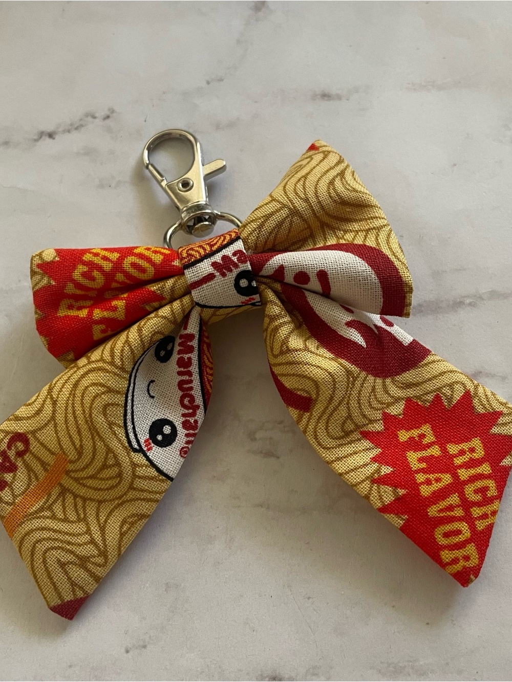 Handmade Ramen Noodle Bow Bag Charm